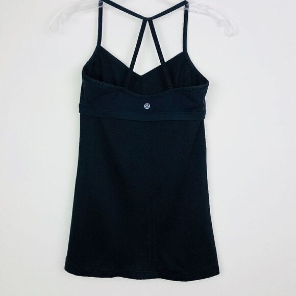 Lululemon Black Tank Top mesh back bra support 2 - Picture 5 of 8